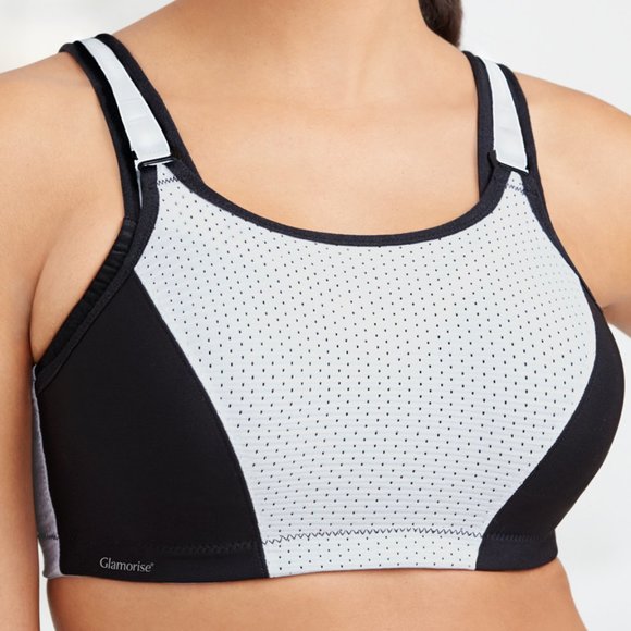 Glamorise SPORT Bra 34D (DOUBLE-LAYER) Wicking (PADDED-STRAPS) WHITE NEW - Picture 3 of 14